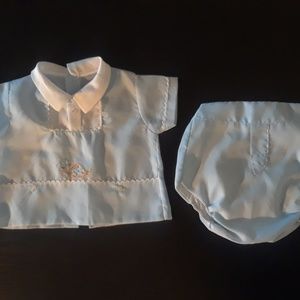 Vintage Blue and white newborn outfit
